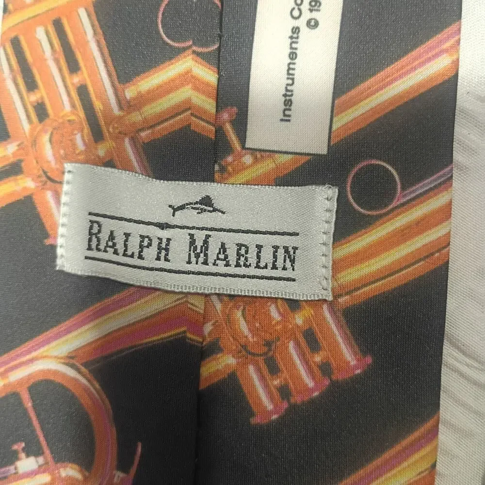 Vintage Men’s Ralph Marlin Necktie with Trumpet Design